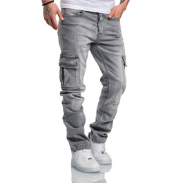 Чоловічі джинси карго Amaci&Sons Regular Slim Destroyed 7985 світло-сірі (36W/34L)