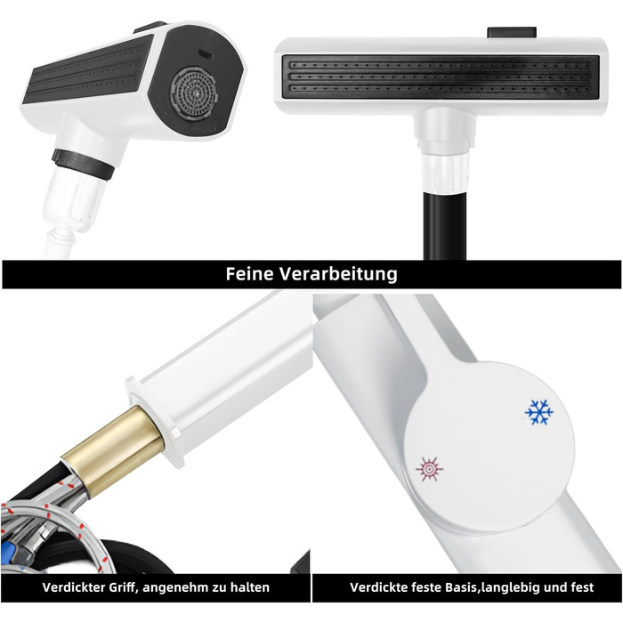 Висувна кухонна змішувач-кран для кухні, сумісність з мийкою, 3 режими струменя (білий)