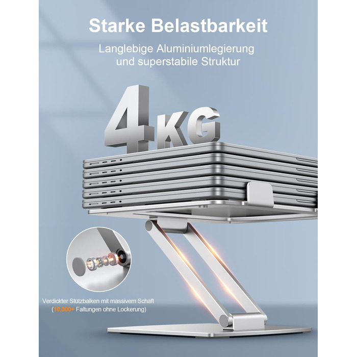 Підставка для ноутбука, алюміній, ергономічна, регульована висота, складна, з вентиляцією, для MacBook Air/Pro та ноутбуків 10-16