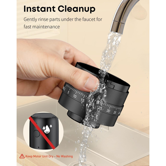 Електрична кавомолка Pawfly з керамічним жорном, 40 ступенів помолу, функцією Auto-Stop та щіткою для чищення. Професійна модель для подорожей та кемпінгу