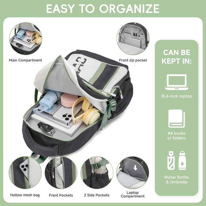 Шкільний рюкзак для підлітків (унісекс), 5-10 клас, 20L. Водовідштовхуючий, для ноутбука 15.6