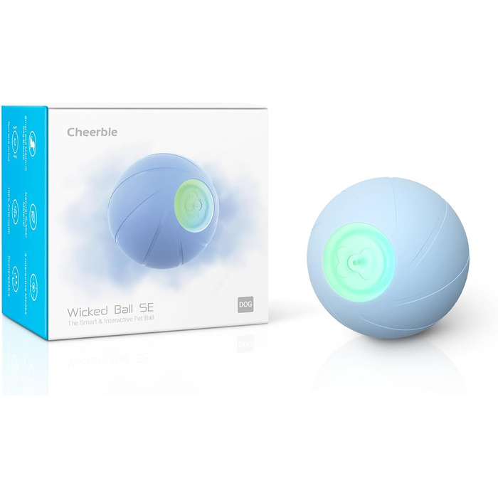 Interactive Dog Toy Ball, Wicked Ball Dog, Self-Moving Dog Toy Movable with 3 Interactive Modes, Self-Rolling Ball Dog Interactive with LED Lights, Blue