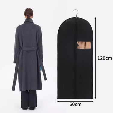 Чохли для одягу 4 шт. Чорні, 60 x 120 см, для зберігання та подорожей, з блискавкою, захист від пилу та молі