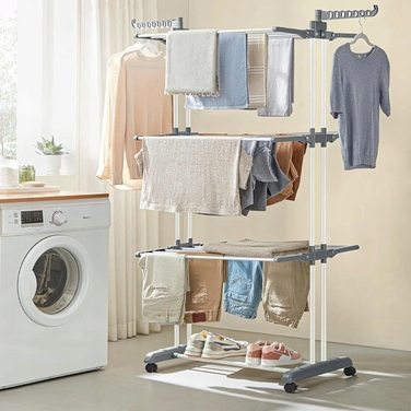 Велика підлогова сушарка для одягу та білизни XXL, складана, чорна