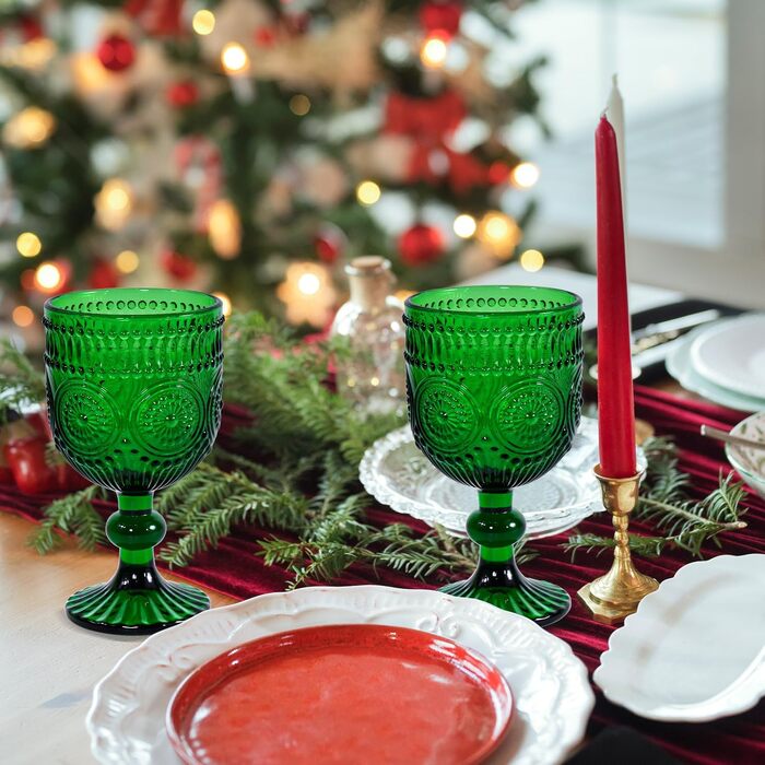 Набір вінтажних келихів для вина, 350 мл, 6 штук, кришталеве скло з рельєфним візерунком, придатне для миття в посудомийній машині, рожевий