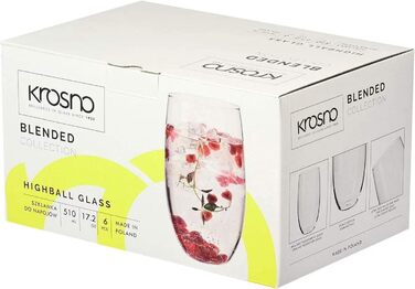 Набір склянок Krosno Blended 510 мл, 6 шт – склянки для води, соку, напоїв, для дому, ресторану, вечірок, можна мити в посудомийці