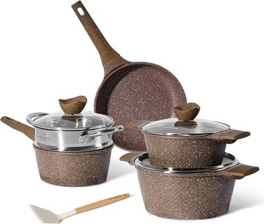 Набір каструль та сковорідок JUST PERFECTO з нержавіючої сталі (21 предмет) - індукційне покриття, без PTFE та PFOA, зелений