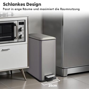 Трюмний сміттєвий бак для кухні, нержавіюча сталь, 30л, з кришкою та внутрішнім відром