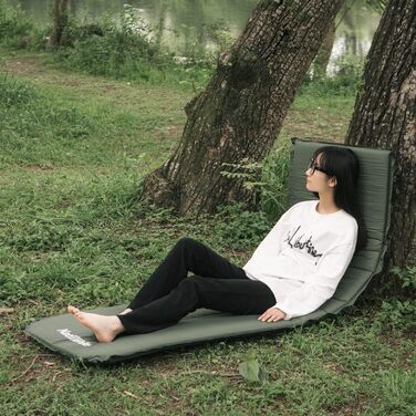 Надувний килимок для кемпінгу Naturehike - 6 см, сірий/темно-зелений, для подорожей та піших прогулянок