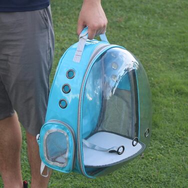 Рюкзак-переноска для котів та собак, рюкзак для тварин, рюкзак-капсула для подорожей, блакитний, з сіткою