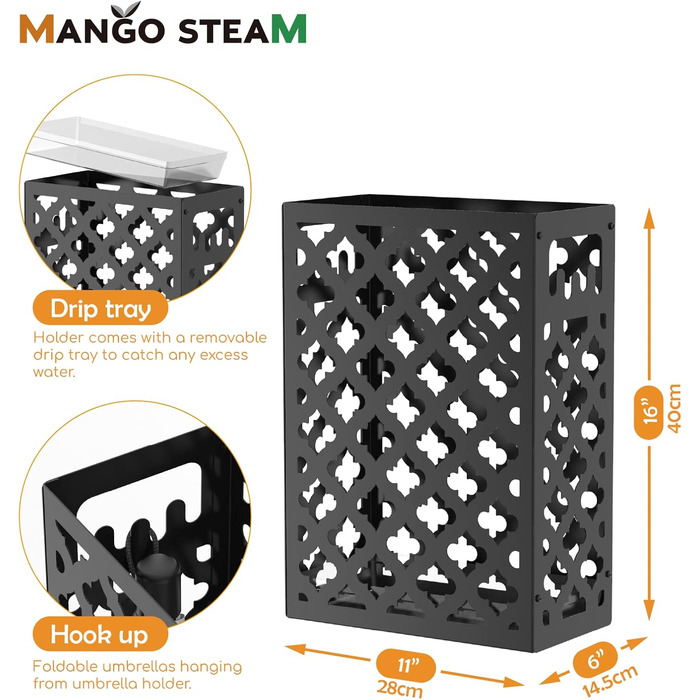 Mango Monstera Umbrella Stand - Black | Modern Plant Stand for Entryway