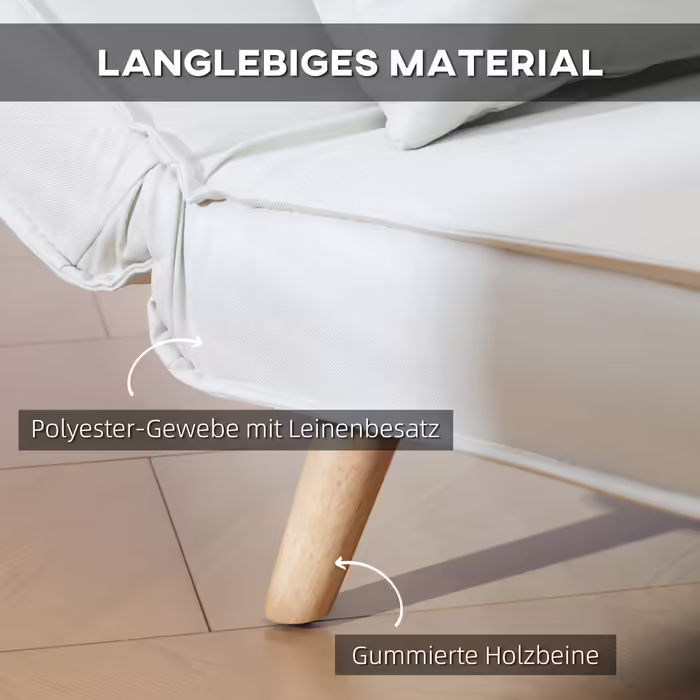 HOMCOM Sleeper Sofa, Single Sofa, Folding Sofa with Adjustable Backrest, Nordic Style, Linen-Look Fabric for Living Room & Guest Room