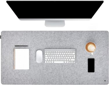 Підкладка під стіл FORMGUT з фетру (90x30 см, світло-сіра) - килимок для ноутбука, XXL мишка, підкладка на стіл, світло-сірий фетр 90 x 30 см