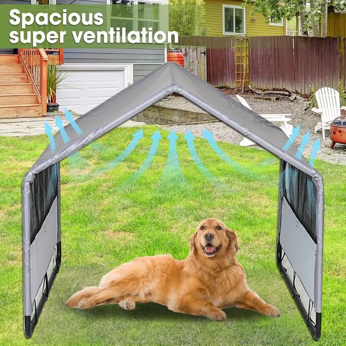 Будка для собак Outdoor 120x120x100 см, водонепроникна, сітка, сірий колір