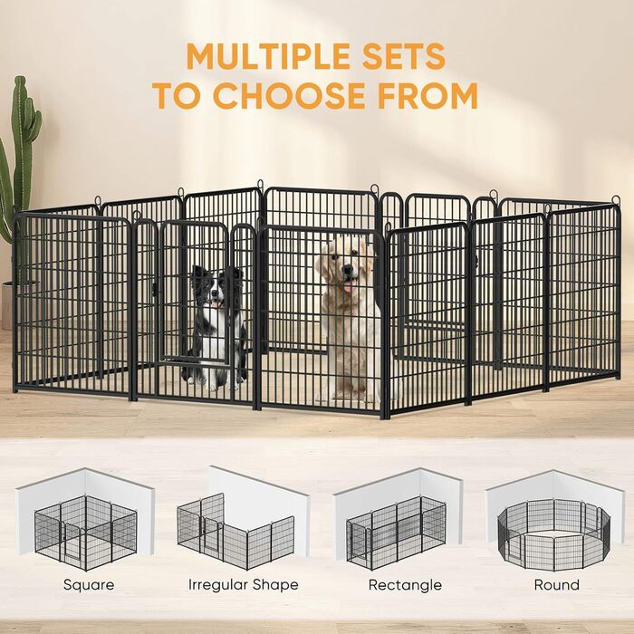 Вольєр для цуценят, ігровий майданчик, вольєр для цуценят з дверцятами та засувом, огорожа для тварин, загін для собак, вольєр для кроликів, металеві з'єднання, 65 x 80 см (8 перегородок)