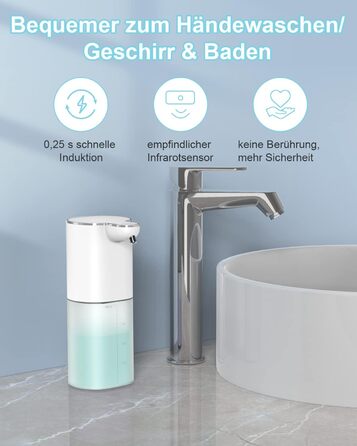 Автоматичний дозатор мила 400 мл з кріпленням на стіну, 4 рівня, IPX5, електричний, для кухні та ванної кімнати, білий