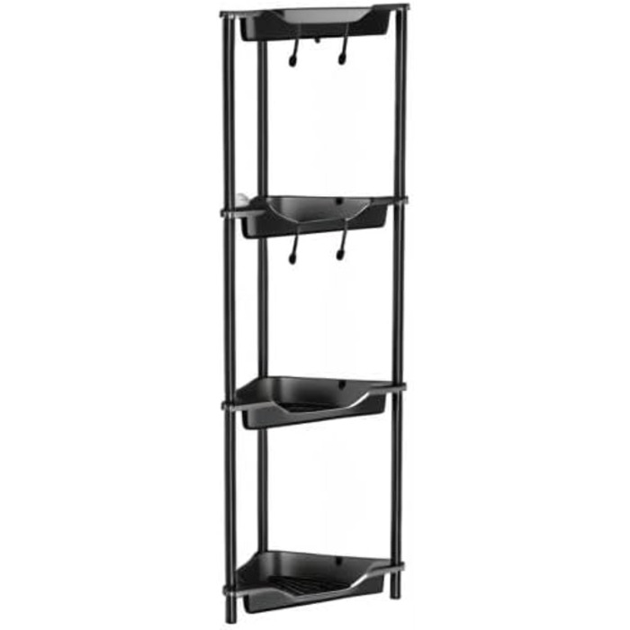 Дзеркальна поличка для душу Orimade (4 шт.) з нержавіючої сталі, кутова, чорна