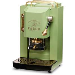 Faber Coffee Machines | Pro Deluxe Model | ESE 44 mm Coffee Pod Machine | Brass-Coated Finish | Adjustable Brass Pad Press | Standard Electrical Valve (Acid Green)