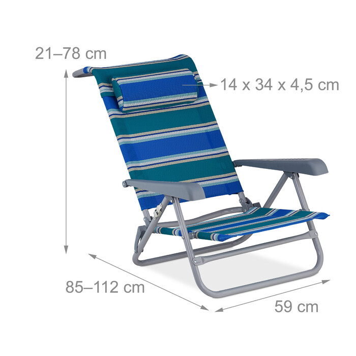 Relaxdays Folding Lounge Chair with Neck Pillow