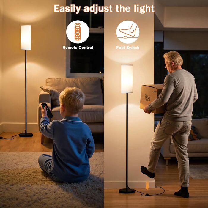 Стійка LED-лампа PreeOtti для вітальні, спальні, офісу з дистанційним керуванням, регулюванням яскравості та 4 колірними температурами, сірий абажур