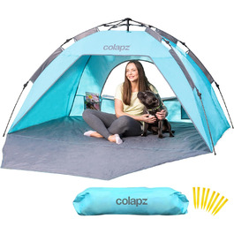 Colapz Camping Shower Tent & Pop-Up Toilet Tent with Storage - Privacy Beach Shelter & Outdoor Changing Room (Blue)