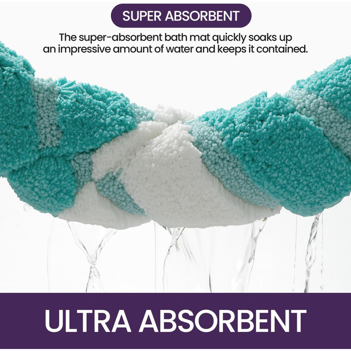 Non-Slip Bathroom Rug - Absorbent & Washable Bath Mat - 60 x 110 cm - Green