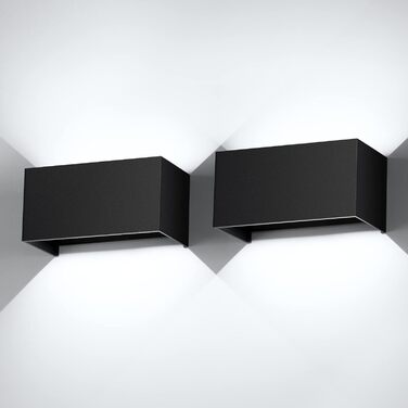 LED настінний світильник Cwycfw 24W, 2 шт., регульований світловий потік, чорний, тепле світло 3000K, IP65, вологостійкий