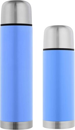 Термос GRÄWE з нержавіючої сталі, 1 л/350 мл, блакитний, з чашкою, для напоїв, ізотермічна пляшка, миється в посудомийній машині