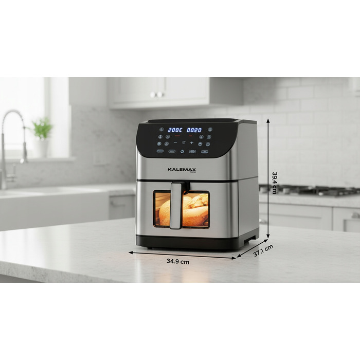 Аерофритюрниця KALEMAX без олії, 8 л, 1800 Вт, срібляста