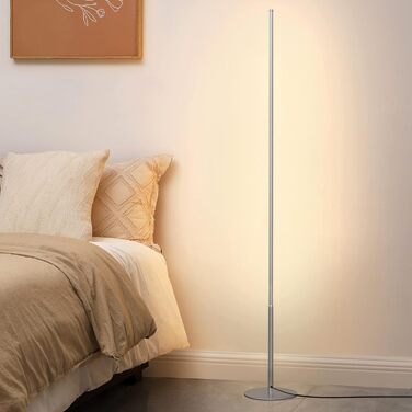 LED торшер Edishine для вітальні, спальні, офісу, 146 см, регулювання яскравості, тепле світло 3000K, з вимикачем на ніжці, срібний (2 шт.)