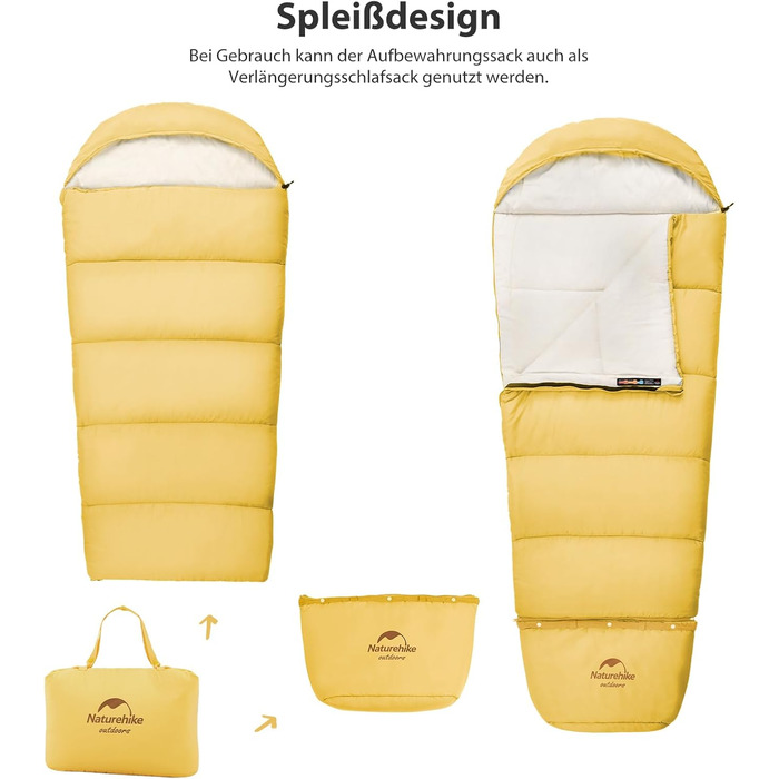 Дитячий спальний мішок Naturehike C100-Gelb для кемпінгу та подорожей (бавовна)