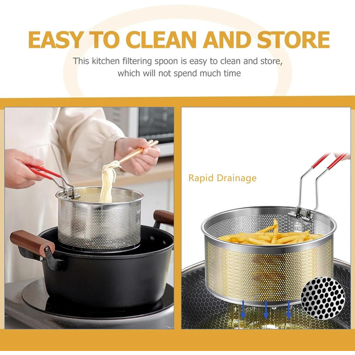 Корзина для фритюру з нержавіючої сталі, корзина для пасти, сито для приготування їжі (18 см)