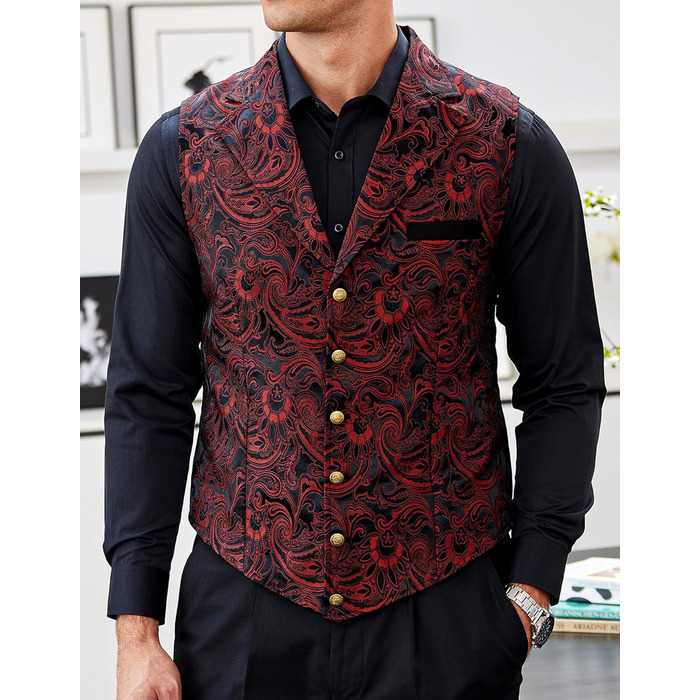Чоловічий жилет Coofandy Paisley вікторіанський готичний стиль Стімпанк для смокінга з лацканами фіолетовий