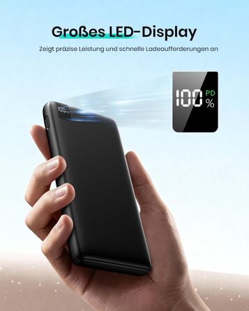 Power Bank A ADDTOP 26800mAh з LED дисплеєм та 4 виходами, 22.5W швидка зарядка, PD3.0, QC4.0, USB-C, для iPhone, Galaxy, Tablette, чорний