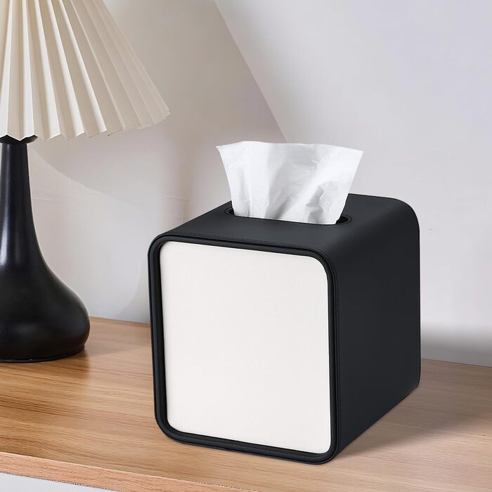 Скріпка для серветок GORESE, шкіряна, квадратна, чорна (15x15x15.8 см)