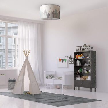 Paco Home Pendant Light for Children's Room, Ceiling Lamp, Chandelier, Baby Room Pendant Light, Various Motives, Boys and Girls, E27, Color: Design 6 (Ø45.5 cm), Light Type___Color: - White (Mountains, Ceiling Light)