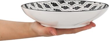 Набір тарілок Vancasso Haruka: 8 шт. (4 супові, 4 глибокі), кераміка, 700мл, діаметр 21 см (чорний + кремовий)