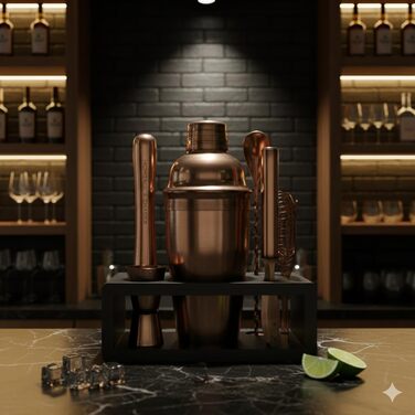 Набір шейкерів для коктейлів Highball & Chaser: професійний барний набір для приготування коктейлів + E-book з 30 рецептами, антична мідь