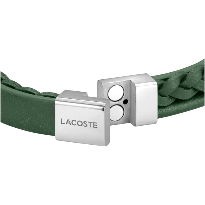 Браслет Lacoste Fusion для чоловіків: шкіряний браслет (зелений) з гравіюванням з нержавіючої сталі