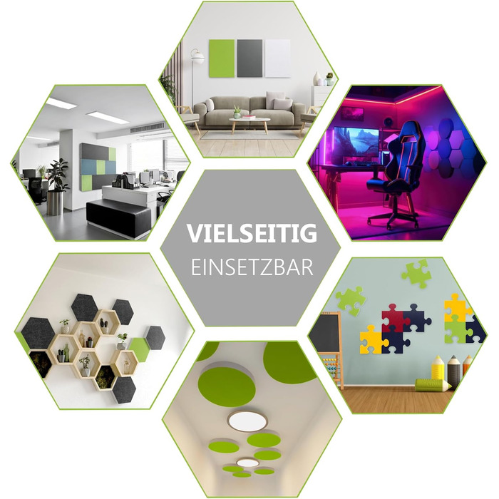 Акустичні панелі platino24 Edition LOFT 3D, набір 8 елементів Ø 300мм для звукоізоляції стін та стелі, звукопоглинаючі плити Basotect (30-70мм) у кольорах Platinum, Anthracite, Denim