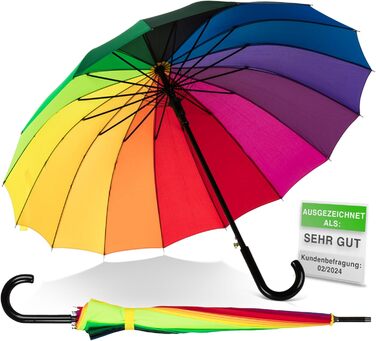 Автоматичний парасолька UNISEX Райдуга, вітростійкий, 16-сегментний, великий, стійкий до вітру, 120 см