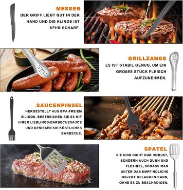 Набір кухонного приладдя для кемпінгу TIHOOK 36 шт. з нержавіючої сталі, з органайзером та 10 шампурами для гриля, для пікніків, походів та кемпінгу