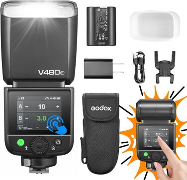 Спалах для камери Godox V480O - потужний Speedlite з TTL, GN50, 650 спахів для Olympus та Panasonic