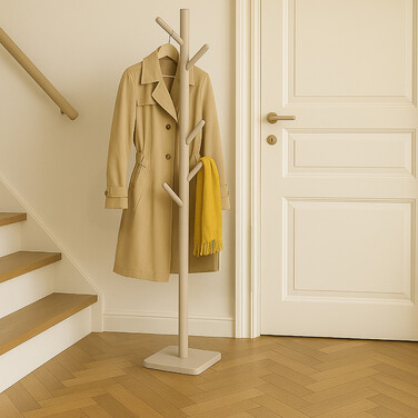 Relaxdays Bamboo Coat Rack with 8 Hooks