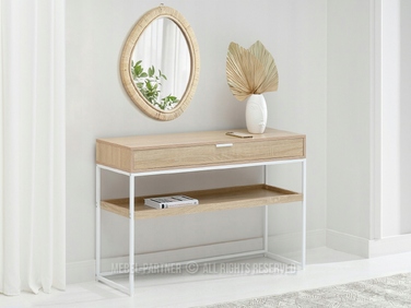 Консольний столик Mebel-Partner, білий / дуб сонома матовий, 110 x 76,5 x 35 см