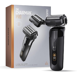 Електробритва MANSCAPED The Chairman PRO для чоловіків, з двома змінними SkinSafe насадками, 4 ріжучими елементами та тримером для щетини, акумуляторна, з блокуванням увімкнення