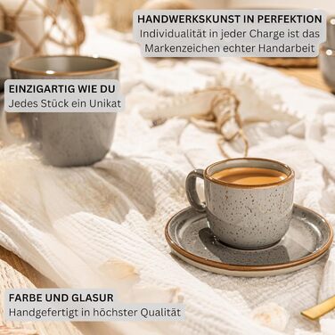 Набір чашок для еспресо Sänger Rio Perlgrau, 12 шт. (6 персон), 80 мл, сірий, мікрохвильова піч, посудомийна машина, стійкість до подряпин