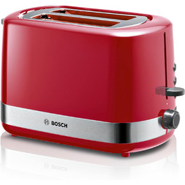 Тостер Bosch ComfortLine TAT6A514, 800Вт, 2 скибки, з підігрівом та розморожуванням, червоний, з підставкою для булочок