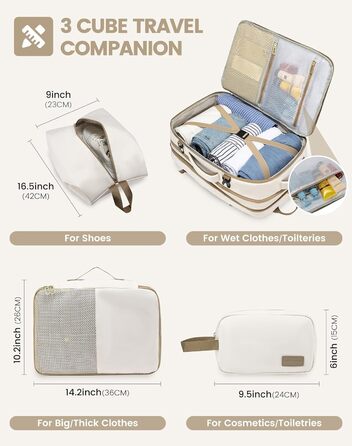 LOVEVOOK Рюкзак для ручної поклажі 30-40L, розширюваний, для ноутбука 17 дюймів, чорний, антикрадійний, чоловічий/жіночий