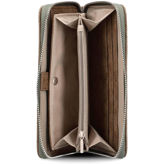 Two large women's wallets/purses O.Wallet OW2 brown vintage-style wallet, wallet with all-around zipper, 15 card slots, 2 bill compartments, coin pocket & viewing window